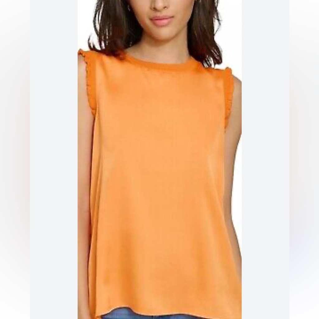 Karl Lagerfeld Paris Women's Mixed-Media Ruffle-Trim Sweater Size M
